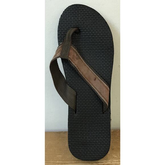 Vtg 70s 80s Suede Nylon Brown Layered Foam Flip Flops Sandals 6 Mens 8.5 Wmns 39